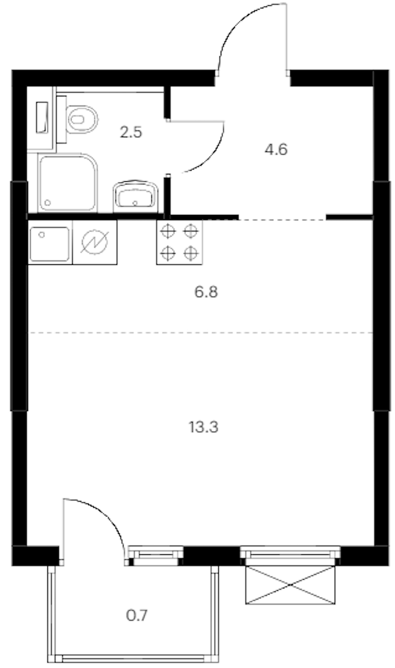 Квартира студия 27.9 м², 12/12 эт., ЖК «Таллинский парк»